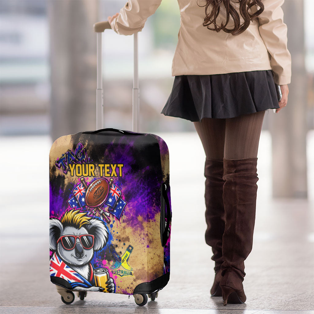 Personalised Australian Oztag Koala Mascot Luggage Cover Cool Koala Sunglasses Tie Dye Paint Splatter