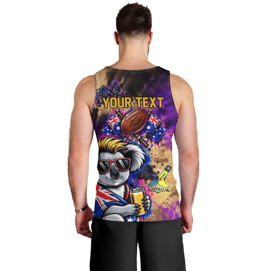 Personalised Australian Oztag Koala Mascot Men Tank Top Cool Koala Sunglasses Tie Dye Paint Splatter