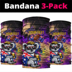 Personalised Australian Oztag Koala Mascot Neck Gaiter Cool Koala Sunglasses Tie Dye Paint Splatter