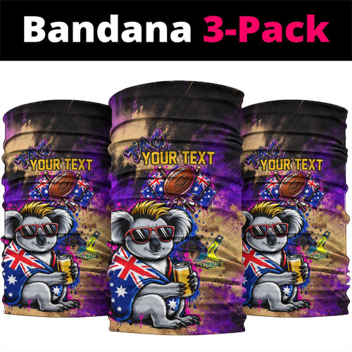 Personalised Australian Oztag Koala Mascot Neck Gaiter Cool Koala Sunglasses Tie Dye Paint Splatter