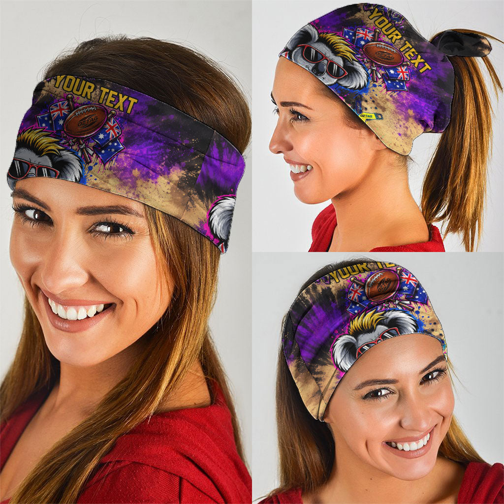 Personalised Australian Oztag Koala Mascot Neck Gaiter Cool Koala Sunglasses Tie Dye Paint Splatter