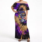Personalised Australian Oztag Koala Mascot Off Shoulder Maxi Dress Cool Koala Sunglasses Tie Dye Paint Splatter