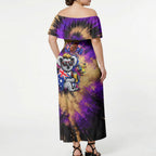Personalised Australian Oztag Koala Mascot Off Shoulder Maxi Dress Cool Koala Sunglasses Tie Dye Paint Splatter