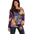 Personalised Australian Oztag Koala Mascot Off Shoulder Sweater Cool Koala Sunglasses Tie Dye Paint Splatter