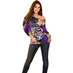 Personalised Australian Oztag Koala Mascot Off Shoulder Sweater Cool Koala Sunglasses Tie Dye Paint Splatter