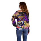 Personalised Australian Oztag Koala Mascot Off Shoulder Sweater Cool Koala Sunglasses Tie Dye Paint Splatter