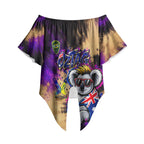 Personalised Australian Oztag Koala Mascot Off Shoulder Wrap Waist Top Cool Koala Sunglasses Tie Dye Paint Splatter