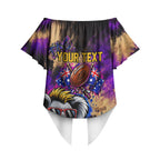 Personalised Australian Oztag Koala Mascot Off Shoulder Wrap Waist Top Cool Koala Sunglasses Tie Dye Paint Splatter