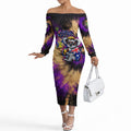 Personalised Australian Oztag Koala Mascot Off The Shoulder Long Sleeve Dress Cool Koala Sunglasses Tie Dye Paint Splatter
