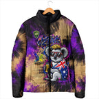 Personalised Australian Oztag Koala Mascot Padded Jacket Cool Koala Sunglasses Tie Dye Paint Splatter