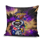 Personalised Australian Oztag Koala Mascot Pillow Cover Cool Koala Sunglasses Tie Dye Paint Splatter