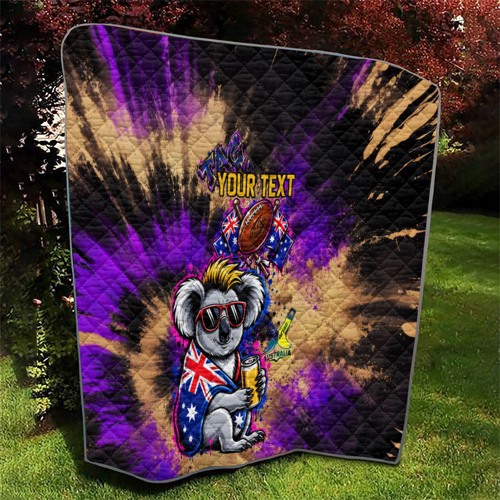 Personalised Australian Oztag Koala Mascot Quilt Cool Koala Sunglasses Tie Dye Paint Splatter