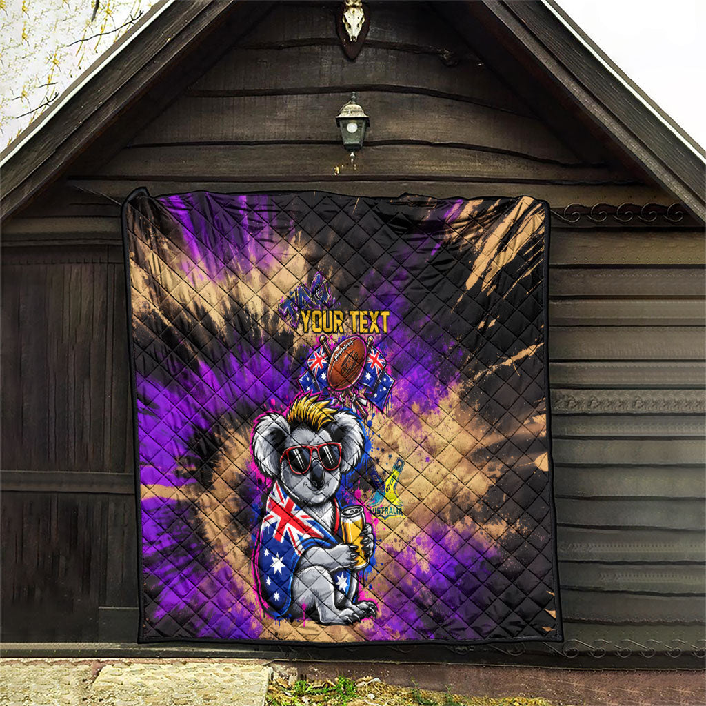 Personalised Australian Oztag Koala Mascot Quilt Cool Koala Sunglasses Tie Dye Paint Splatter