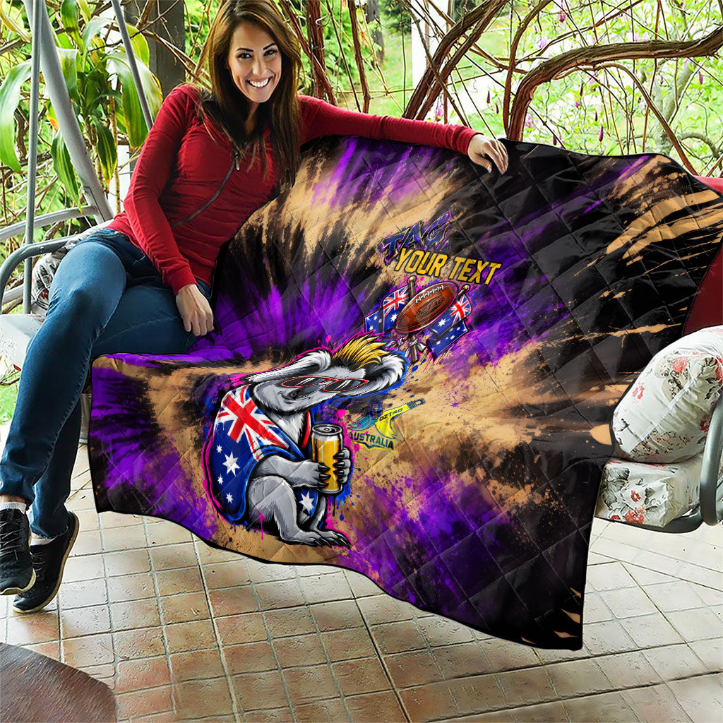 Personalised Australian Oztag Koala Mascot Quilt Cool Koala Sunglasses Tie Dye Paint Splatter