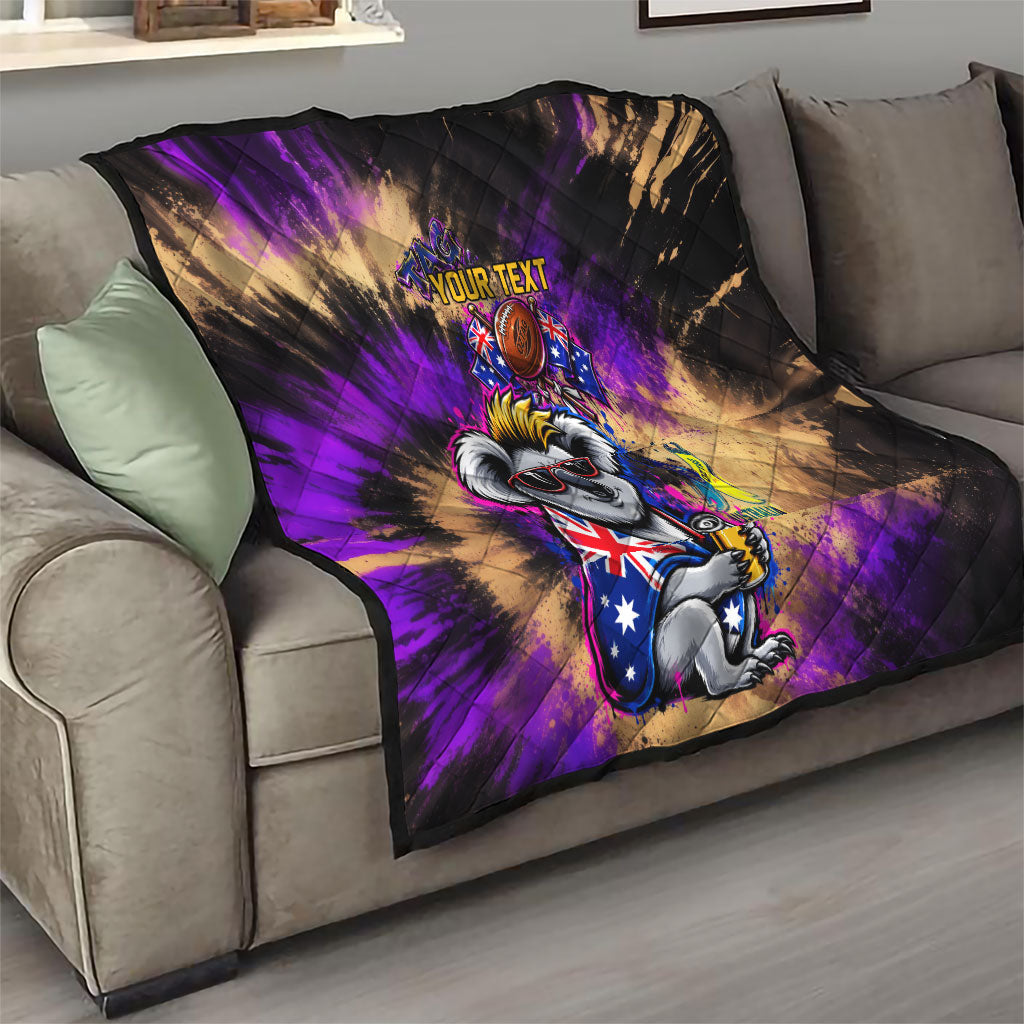 Personalised Australian Oztag Koala Mascot Quilt Cool Koala Sunglasses Tie Dye Paint Splatter