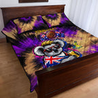 Personalised Australian Oztag Koala Mascot Quilt Bed Set Cool Koala Sunglasses Tie Dye Paint Splatter