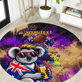 Personalised Australian Oztag Koala Mascot Round Carpet Cool Koala Sunglasses Tie Dye Paint Splatter