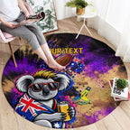 Personalised Australian Oztag Koala Mascot Round Carpet Cool Koala Sunglasses Tie Dye Paint Splatter