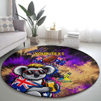 Personalised Australian Oztag Koala Mascot Round Carpet Cool Koala Sunglasses Tie Dye Paint Splatter