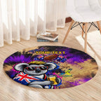 Personalised Australian Oztag Koala Mascot Round Carpet Cool Koala Sunglasses Tie Dye Paint Splatter