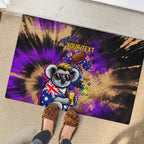 Personalised Australian Oztag Koala Mascot Rubber Doormat Cool Koala Sunglasses Tie Dye Paint Splatter