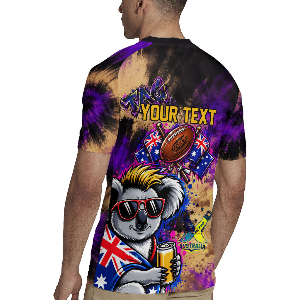 Personalised Australian Oztag Koala Mascot Rugby Jersey Cool Koala Sunglasses Tie Dye Paint Splatter