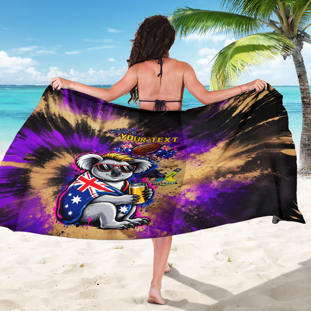Personalised Australian Oztag Koala Mascot Sarong Cool Koala Sunglasses Tie Dye Paint Splatter