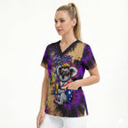 Personalised Australian Oztag Koala Mascot Scrub Top Cool Koala Sunglasses Tie Dye Paint Splatter