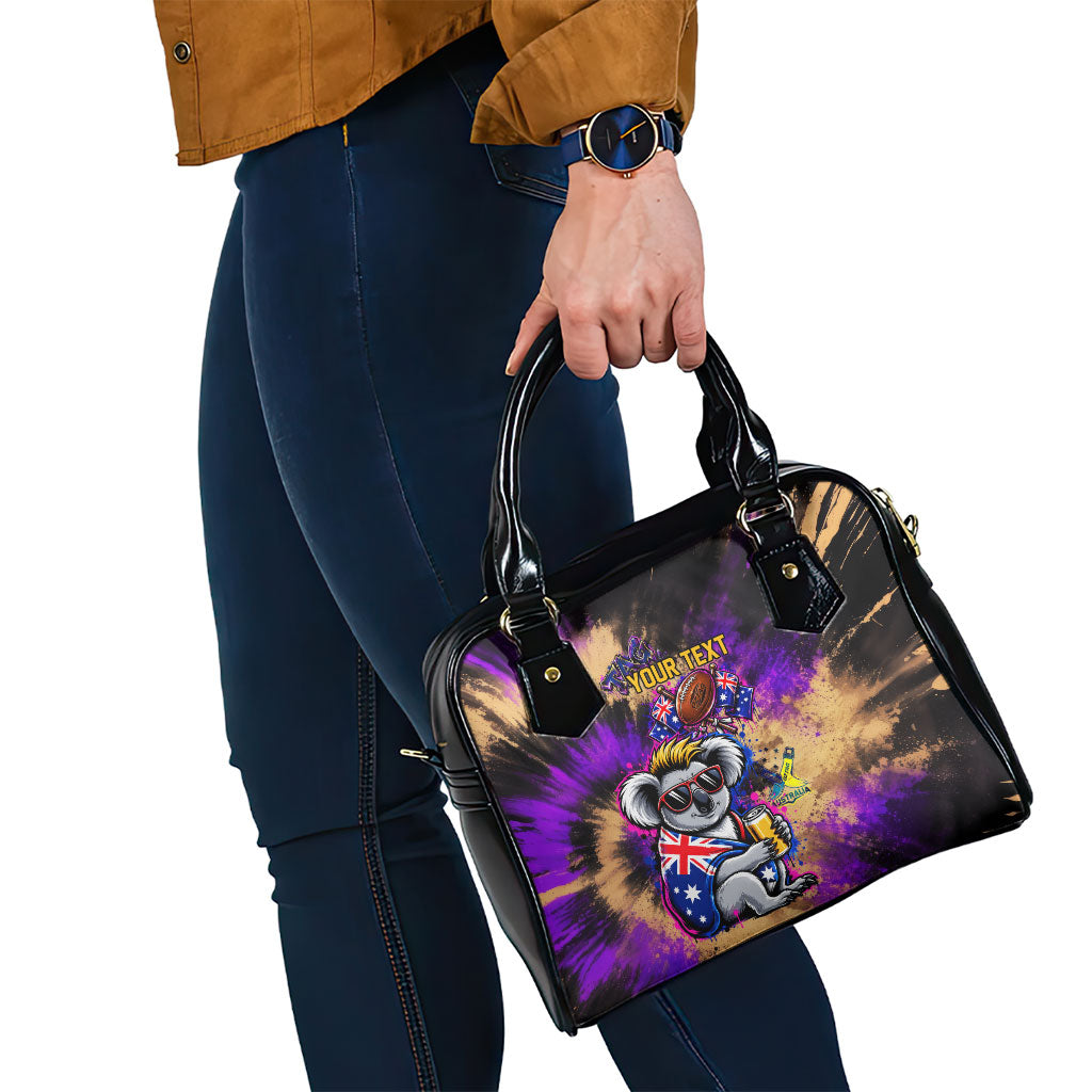 Personalised Australian Oztag Koala Mascot Shoulder Handbag Cool Koala Sunglasses Tie Dye Paint Splatter