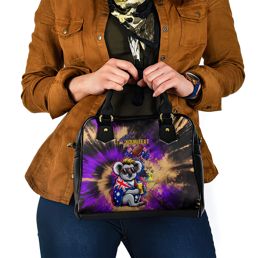Personalised Australian Oztag Koala Mascot Shoulder Handbag Cool Koala Sunglasses Tie Dye Paint Splatter