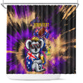 Personalised Australian Oztag Koala Mascot Shower Curtain Cool Koala Sunglasses Tie Dye Paint Splatter