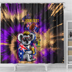 Personalised Australian Oztag Koala Mascot Shower Curtain Cool Koala Sunglasses Tie Dye Paint Splatter