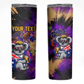 Personalised Australian Oztag Koala Mascot Skinny Tumbler Cool Koala Sunglasses Tie Dye Paint Splatter