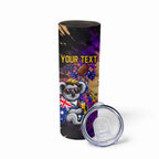 Personalised Australian Oztag Koala Mascot Skinny Tumbler Cool Koala Sunglasses Tie Dye Paint Splatter