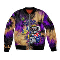 Personalised Australian Oztag Koala Mascot Sleeve Zip Bomber Jacket Cool Koala Sunglasses Tie Dye Paint Splatter