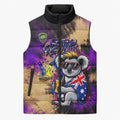 Personalised Australian Oztag Koala Mascot Sleeveless Puffer Jacket Cool Koala Sunglasses Tie Dye Paint Splatter