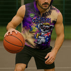 Personalised Australian Oztag Koala Mascot Sleeveless Zip Hoodie Cool Koala Sunglasses Tie Dye Paint Splatter