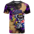 Personalised Australian Oztag Koala Mascot T Shirt Cool Koala Sunglasses Tie Dye Paint Splatter