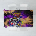 Personalised Australian Oztag Koala Mascot Tablecloth Cool Koala Sunglasses Tie Dye Paint Splatter