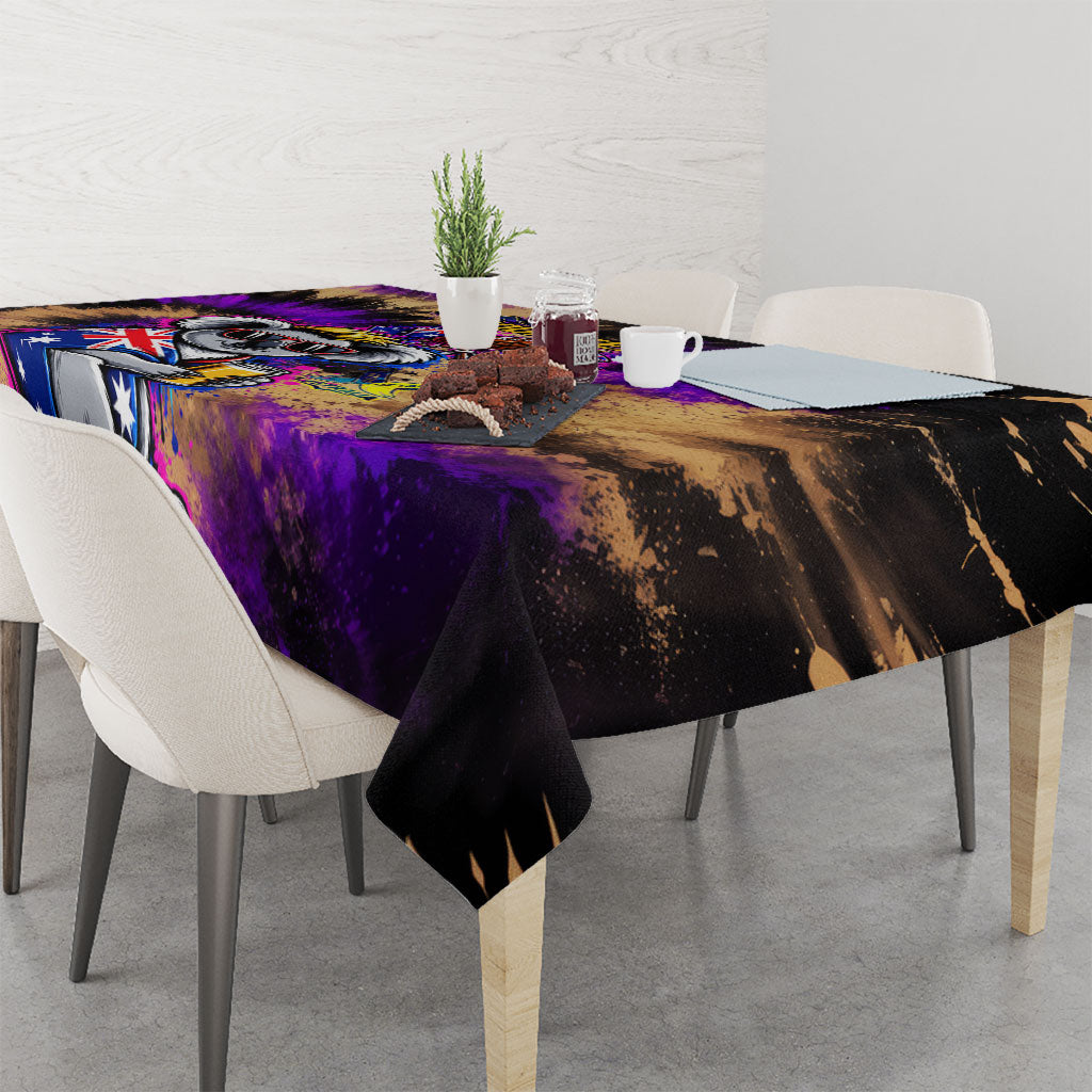 Personalised Australian Oztag Koala Mascot Tablecloth Cool Koala Sunglasses Tie Dye Paint Splatter
