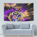 Personalised Australian Oztag Koala Mascot Tapestry Cool Koala Sunglasses Tie Dye Paint Splatter