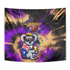 Personalised Australian Oztag Koala Mascot Tapestry Cool Koala Sunglasses Tie Dye Paint Splatter