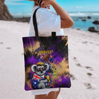 Personalised Australian Oztag Koala Mascot Tote Bag Cool Koala Sunglasses Tie Dye Paint Splatter