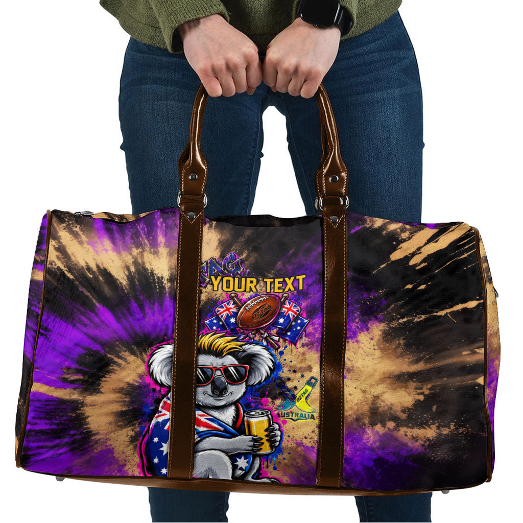 Personalised Australian Oztag Koala Mascot Travel Bag Cool Koala Sunglasses Tie Dye Paint Splatter