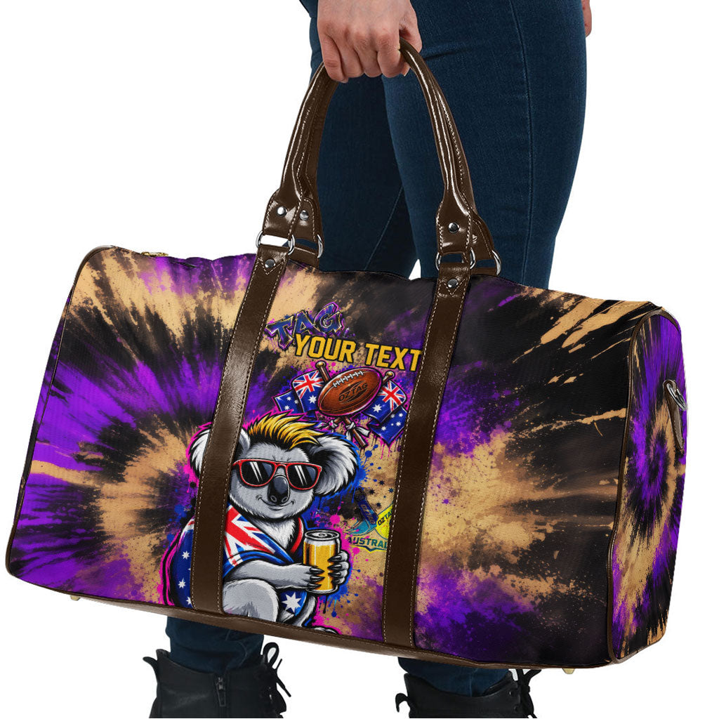 Personalised Australian Oztag Koala Mascot Travel Bag Cool Koala Sunglasses Tie Dye Paint Splatter