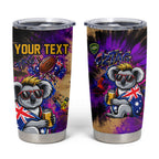 Personalised Australian Oztag Koala Mascot Tumbler Cup Cool Koala Sunglasses Tie Dye Paint Splatter