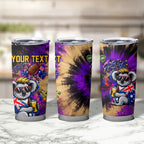Personalised Australian Oztag Koala Mascot Tumbler Cup Cool Koala Sunglasses Tie Dye Paint Splatter