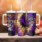 Personalised Australian Oztag Koala Mascot Tumbler With Handle Cool Koala Sunglasses Tie Dye Paint Splatter