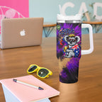 Personalised Australian Oztag Koala Mascot Tumbler With Handle Cool Koala Sunglasses Tie Dye Paint Splatter