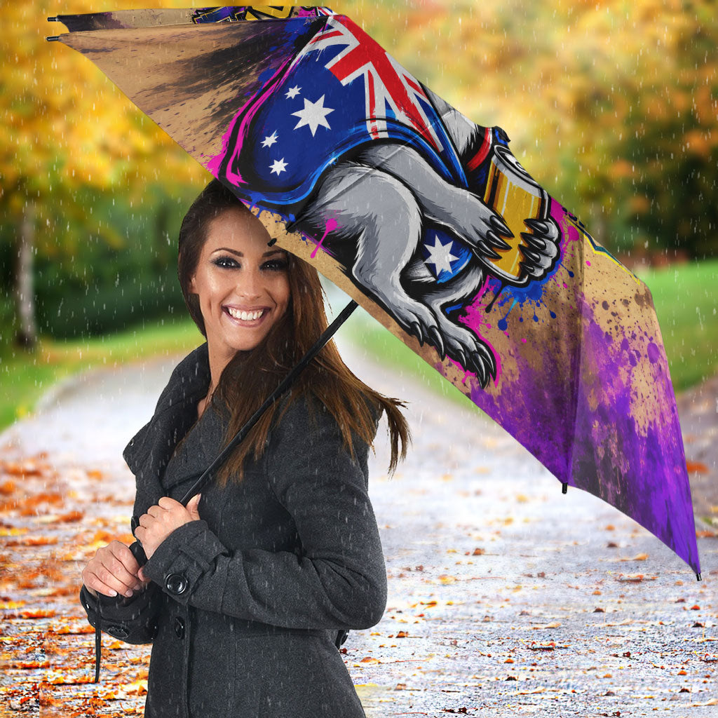 Personalised Australian Oztag Koala Mascot Umbrella Cool Koala Sunglasses Tie Dye Paint Splatter